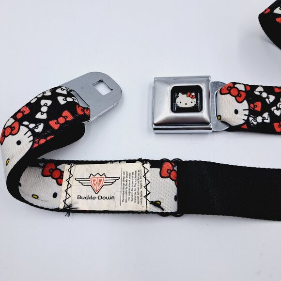 Rare Buckle-Down Seatbelt Sanrio Hello Kitty Bows Women’s Black Adjustable Belt - Picture 2 of 10